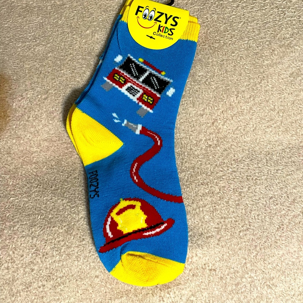 Foozys Boys Firemen Blue Yellow Socks